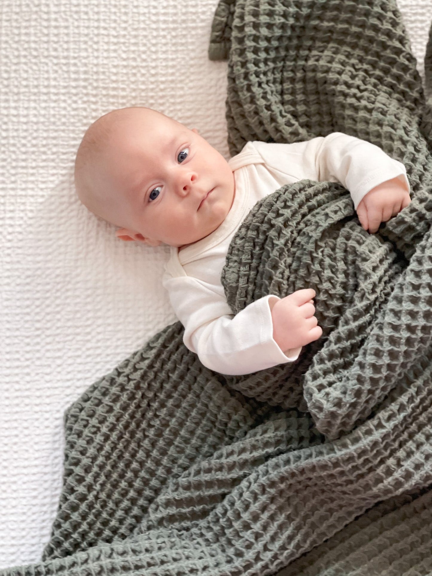 Waffle Blanket in Light Blue